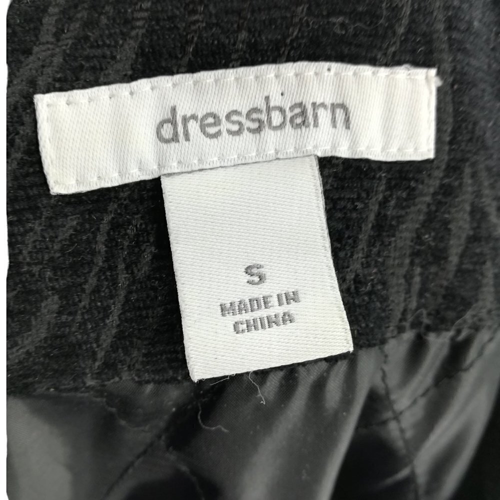 Dress Barn Dress Jacket Size S Zebra Embossed Black Monochromatic Trench Peacoat - Picture 11 of 12
